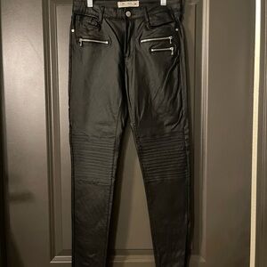 Black Biker Style Pants with Zipper Details